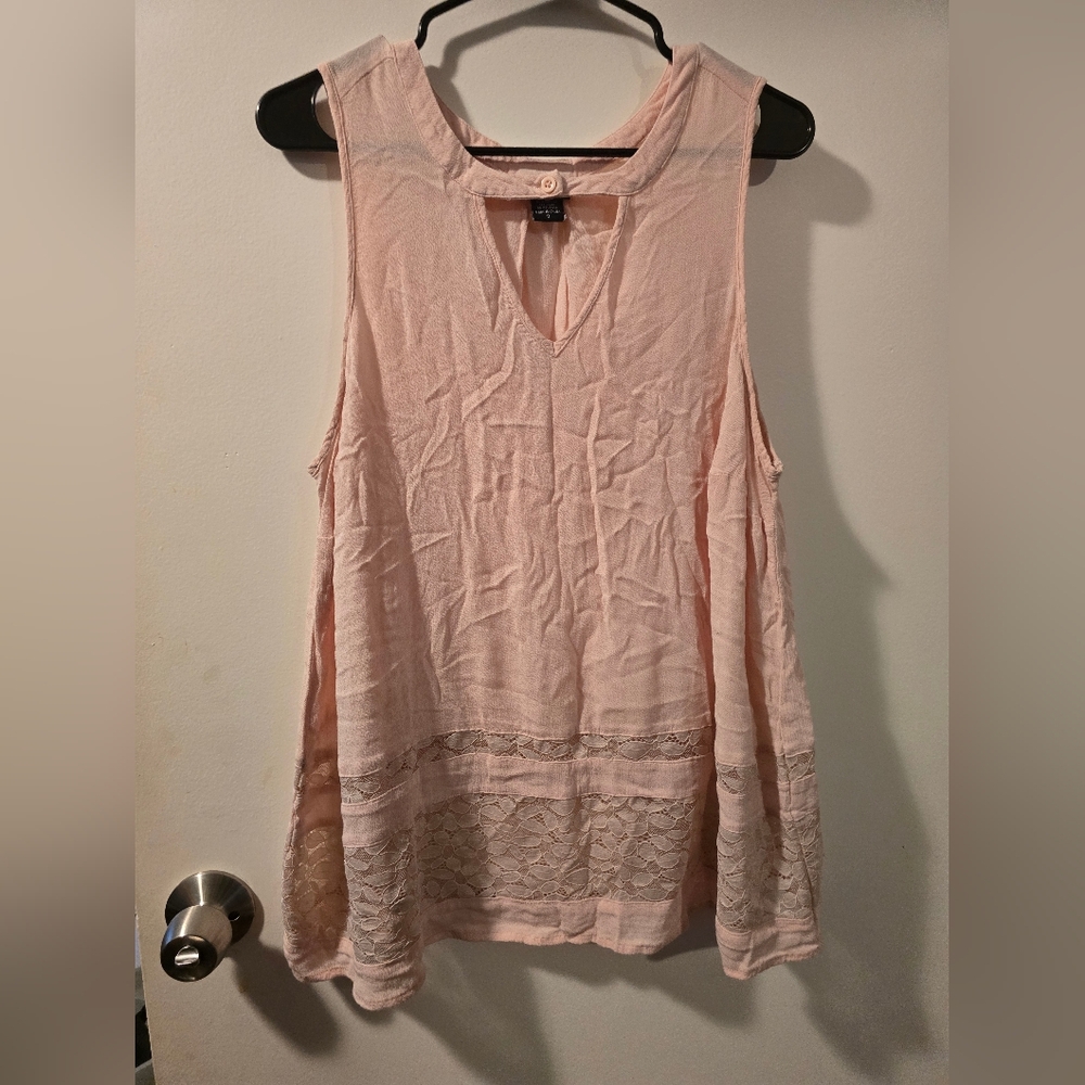 Torrid Soft Pink Sleeveless Top with Lace Detail